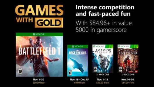 Xbox Games with Gold Noviembre 2018